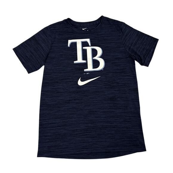 Nike MLB Dri Fit Tampa Bay Rays Short Sleeve Shirt Size Youth Medium 10/12 - Picture 1 of 2